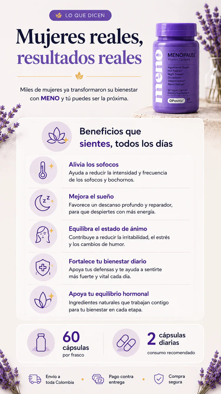 Cápsulas de vitaminas O Positiv MENO para el alivio de la menopausia: sofocos, sudores nocturnos y cambios de humor