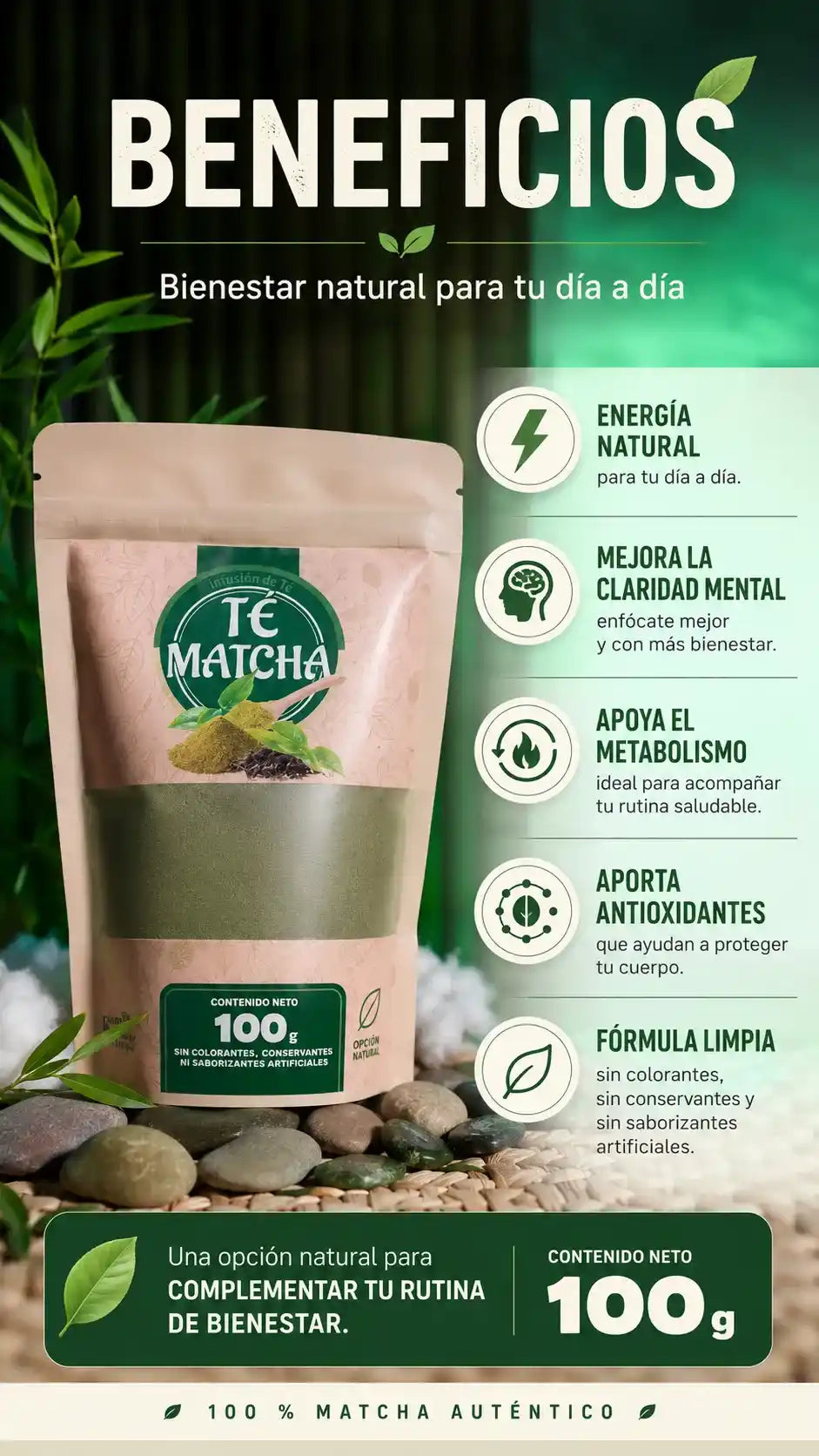 Te Matcha Puro Organico Natural 100g