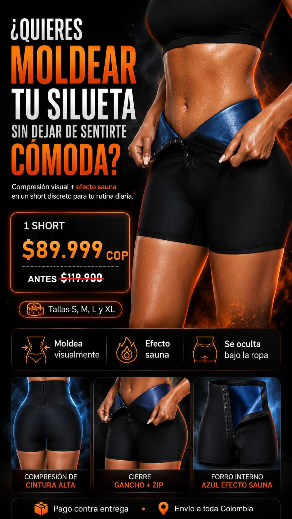 Faja Short Sauna Cintura Alta