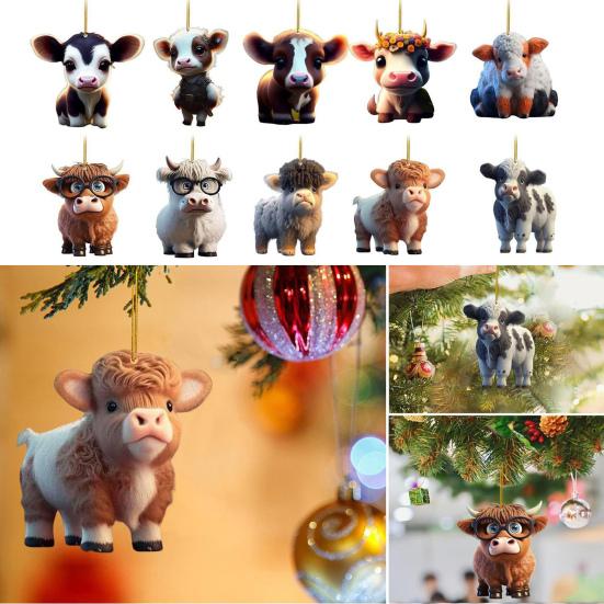 Set x 10 🎄Piezas De Adornos Navideños Con Colgantes De Vaquitas