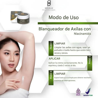 Crema blanqueadora para axilas Senjalux con niacinamida