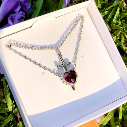 Collar Corazón y Espada Dúo Pareja