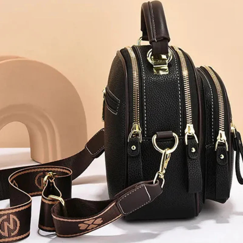 Bolso bandolera versátil para mujer, diseño con múltiples cremalleras, bandoleras portátiles