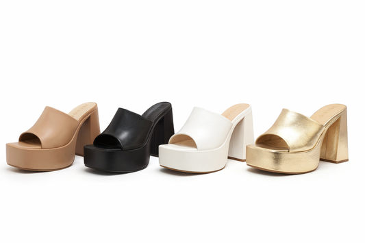 Sandalias Tacón En Cuero