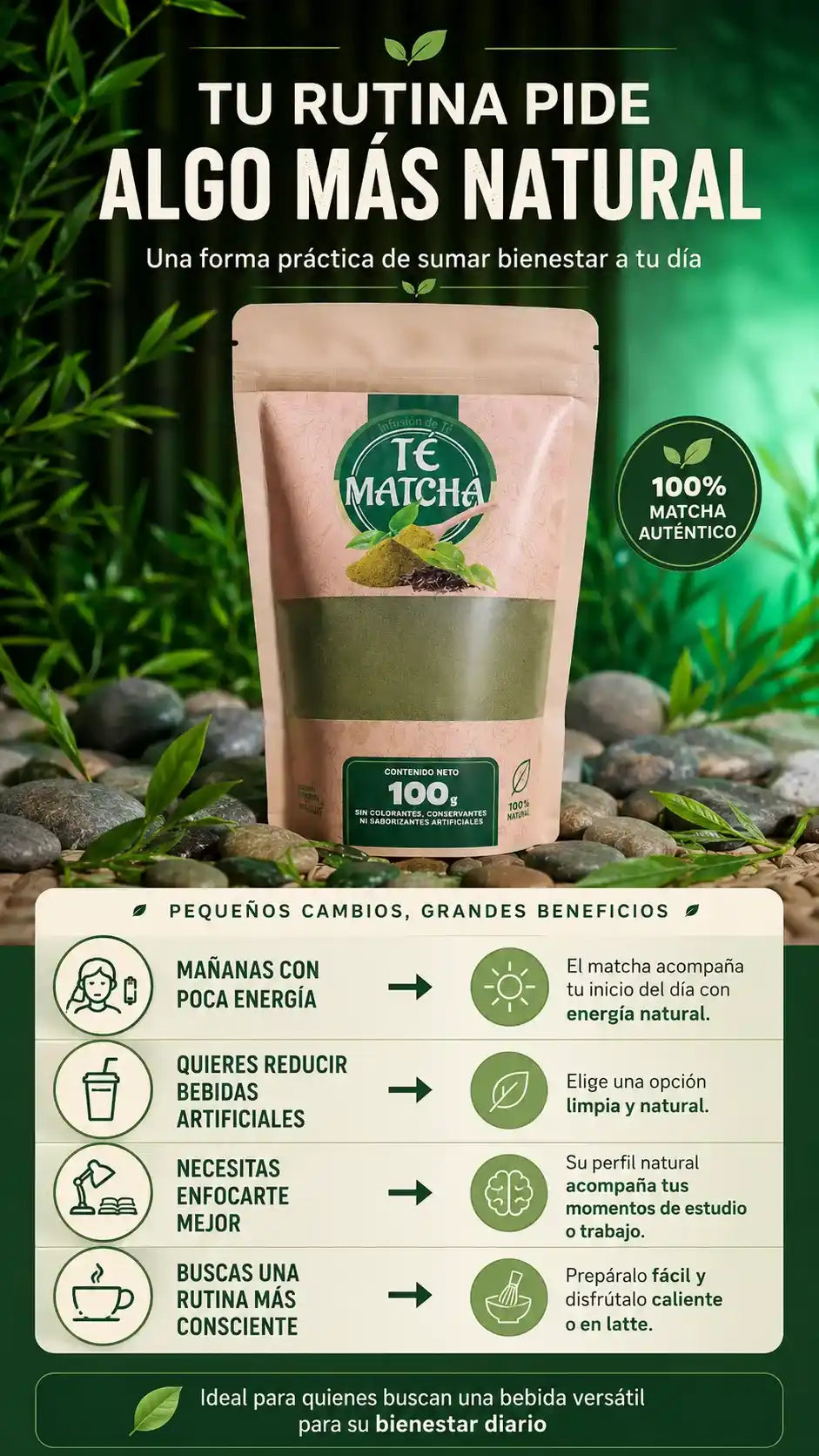 Te Matcha Puro Organico Natural 100g