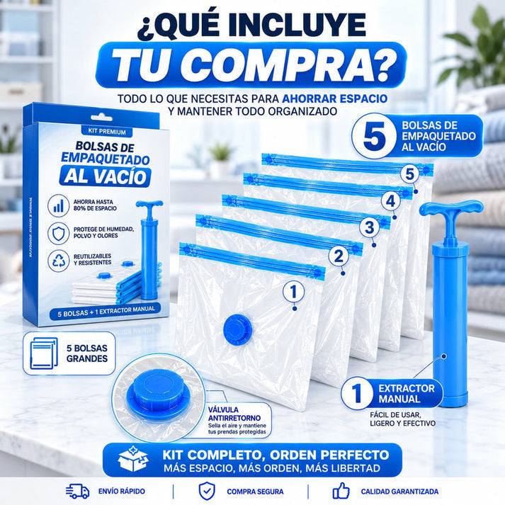 Bolsas De Empaque Al Vacio x5 + Bomba De Aire