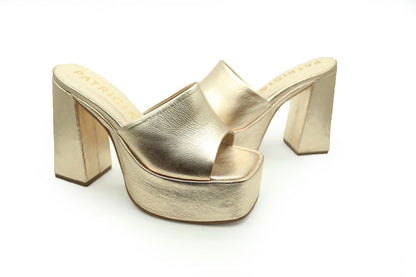 Sandalias Tacón En Cuero