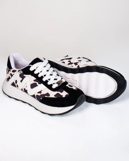 Tenis Zarela Cow Print para mujer – Suela bicolor, tallaje normal