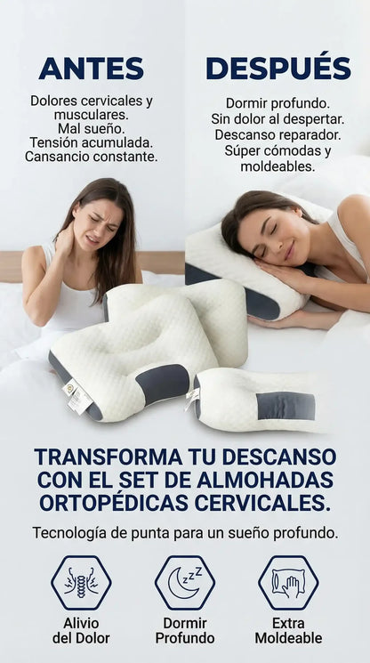 SET DE 2 ALMOHADAS ORTOPÉDICAS CERVICALES