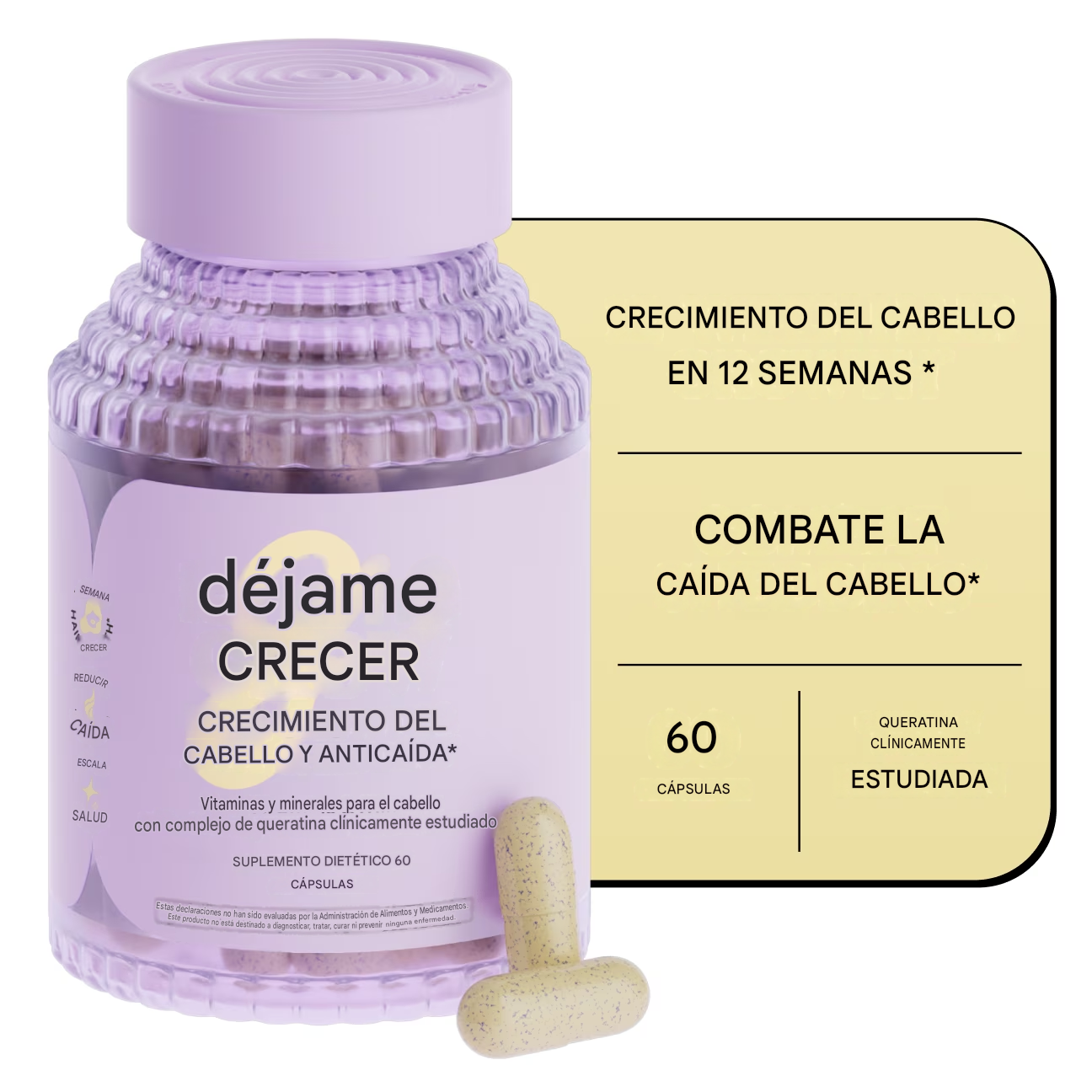 Cápsulas Lemme Grow para el crecimiento del cabello y para combatir la caída, 60 unidades.