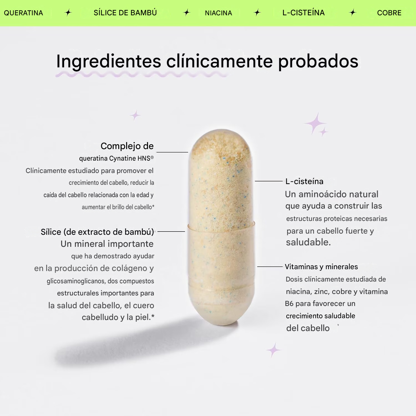 Cápsulas Lemme Grow para el crecimiento del cabello y para combatir la caída, 60 unidades.