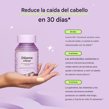 Cápsulas Lemme Grow para el crecimiento del cabello y para combatir la caída, 60 unidades.
