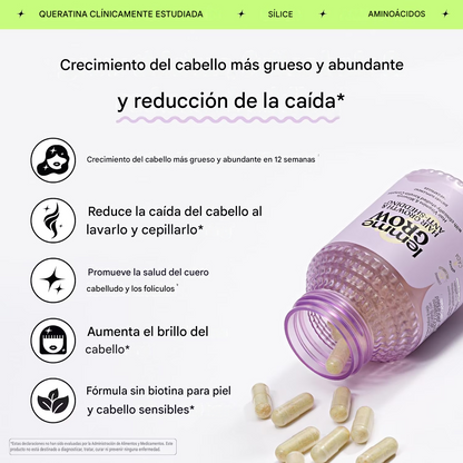 Cápsulas Lemme Grow para el crecimiento del cabello y para combatir la caída, 60 unidades.
