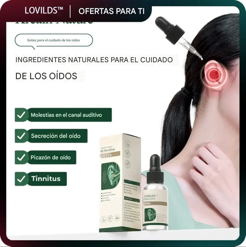 Gotas para el cuidado auditivo LOVILDS™ – Fórmula vegetal | Registradas por la FDA